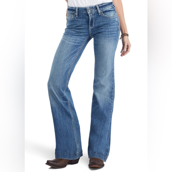 Ariat Denim - Ariat Trouser Jeans Perfect Rise Chelsey Wide Leg Alabama Western Cowgirl 27R